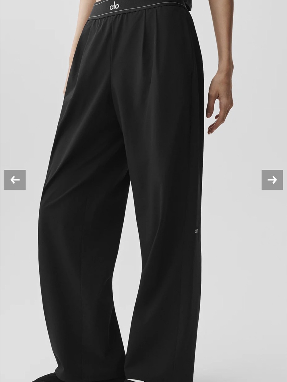 ALO Yoga Black Wide-Leg High-Rise Trousers